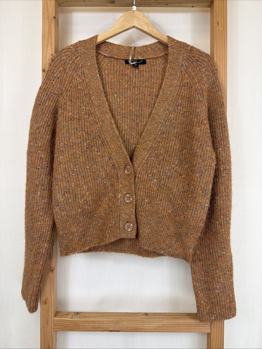 NWT Velvet Heart Brown Rust Long Sleeve Button Up Cropped Cardigan #1415 Size SM